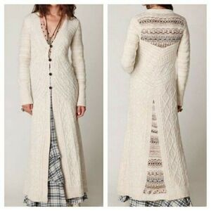 *COPY* Free People Women's XS Full Length Wool Knit Cardigan Sweater Duster Coat